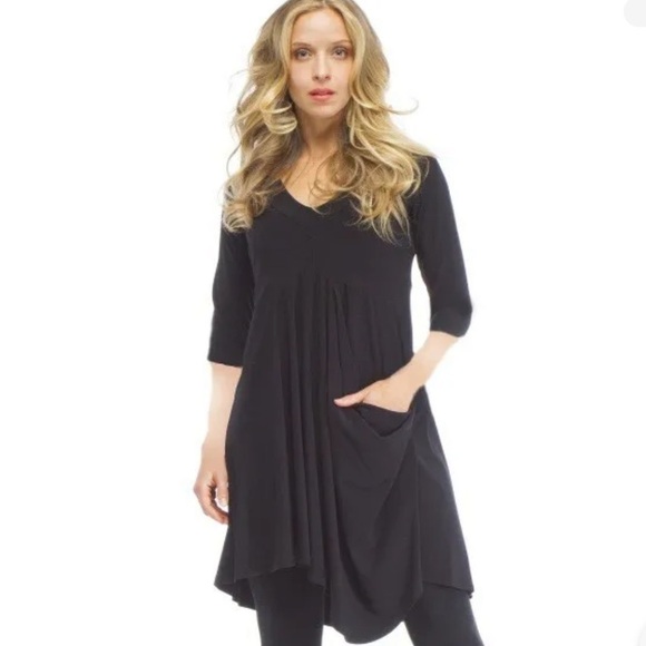 Sympli asymmetrical soft pocket tunic dress Sz 6 black - Picture 1 of 11